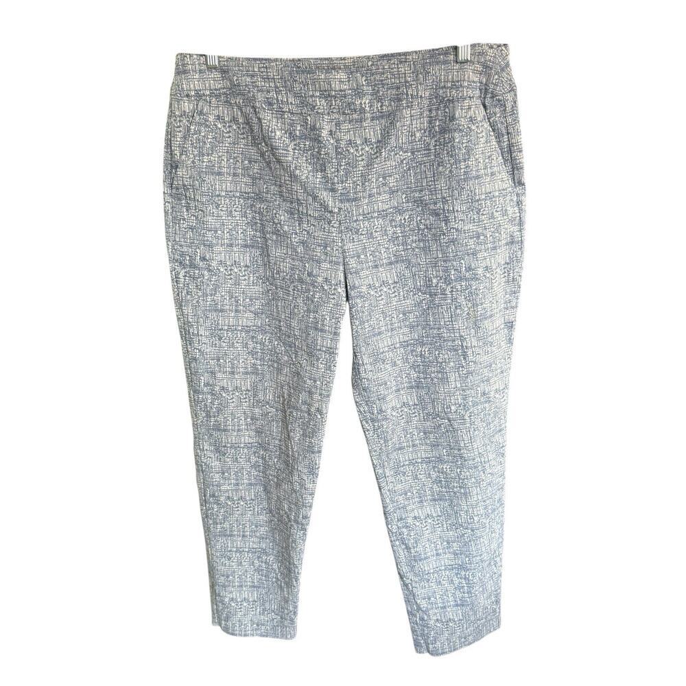 Marla Wynne Flatter Fit Ankle Pant 16W Crosshatch Blue Stretch Tummy Comfort